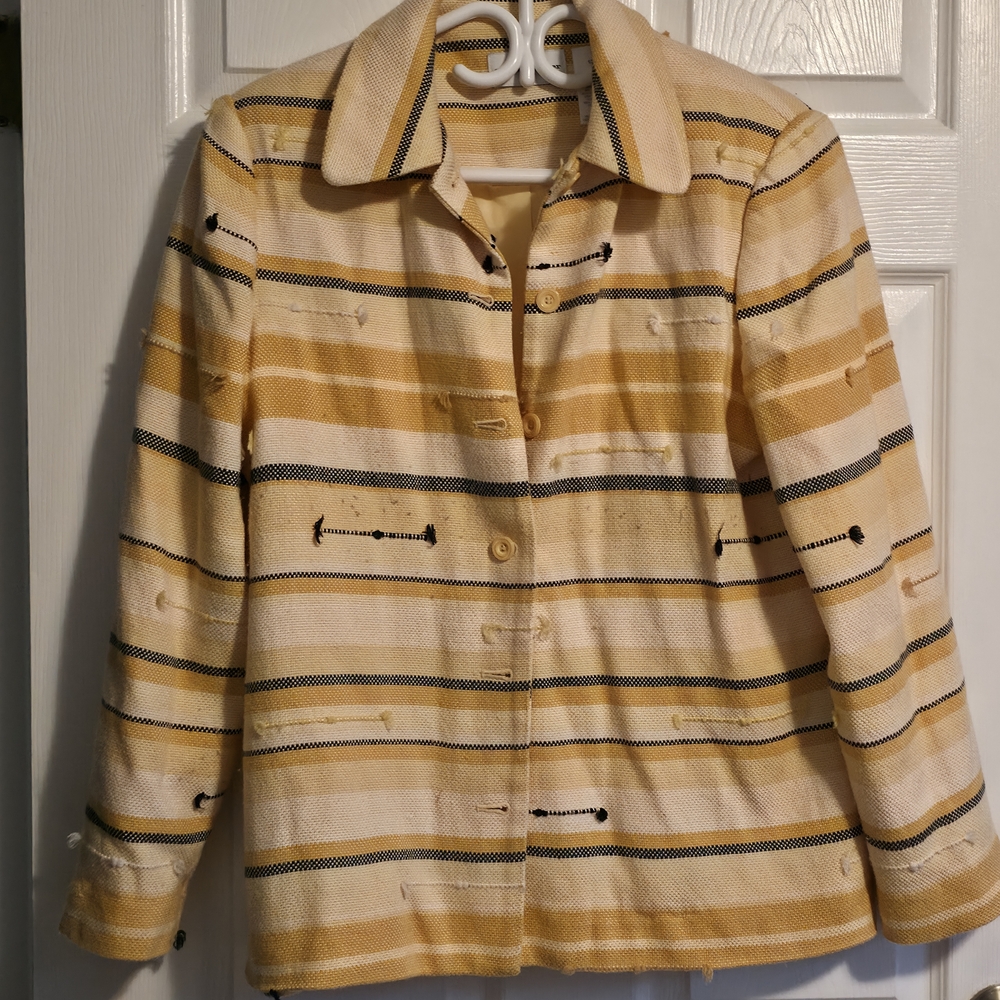 4/$67 Deal! Alfred Dunner Striped Yellow and Black Women's Jacket